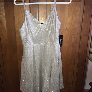 Sparkly Silver Skater Dress